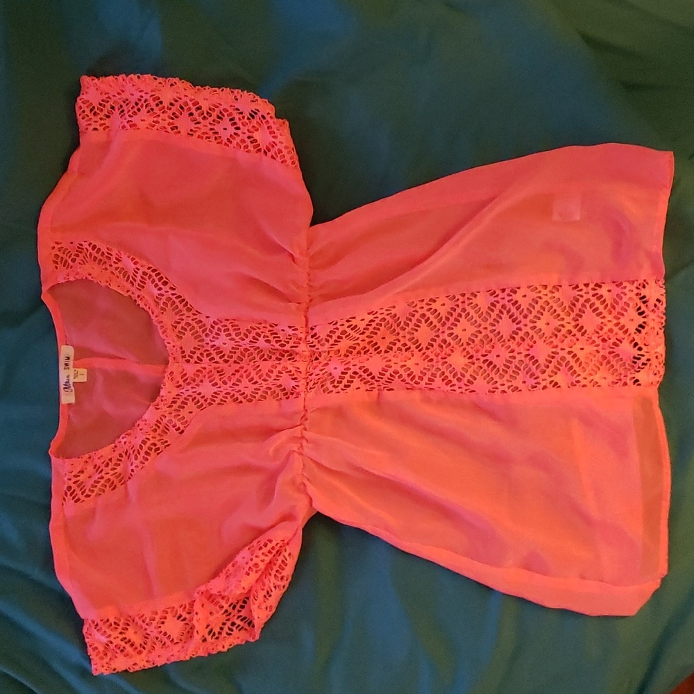 Miken Swim coral sheer top